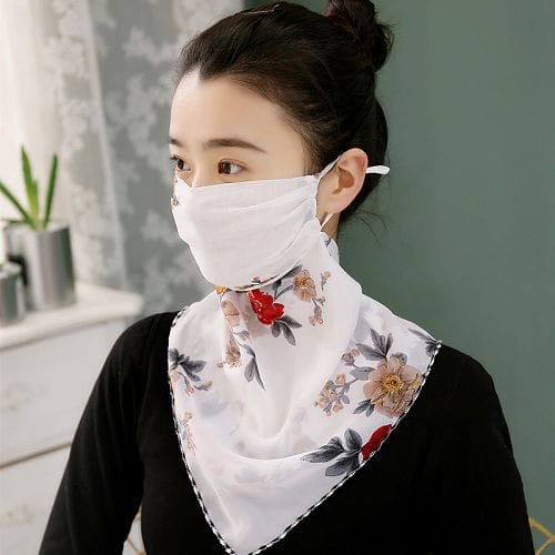 Woman Lightweight Sun Protection Silk Scarf & Face Mask