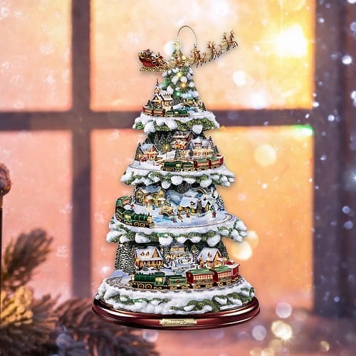 Paintings-Wonderland Express-Christmas Tree Rotating Sculpture Train