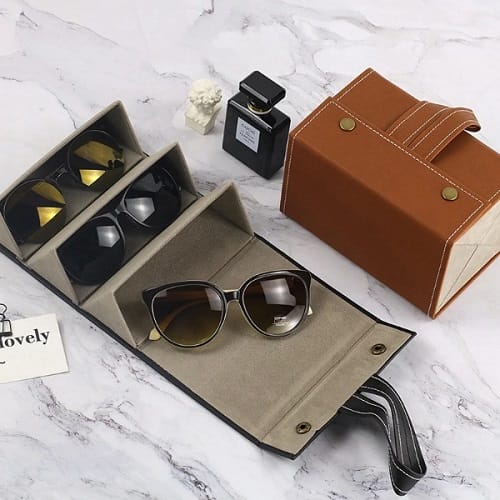 Leather Multiple Glasses Storage Case – 6 PAIRS