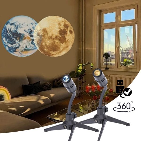 Moon Earth Projection LED Lamp