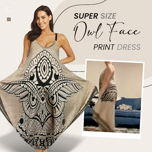 Super Size Owl Face Print Dress