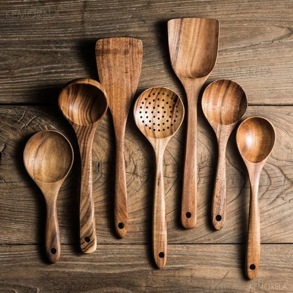 Eco-Friendly Teak Wood Kitchen Spoon Set