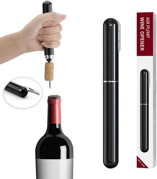 Air pressure wine corkscrew